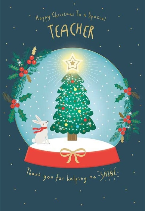 Snow Globe Teacher Thank You Card