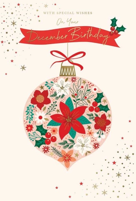 Bauble December Birthday Card