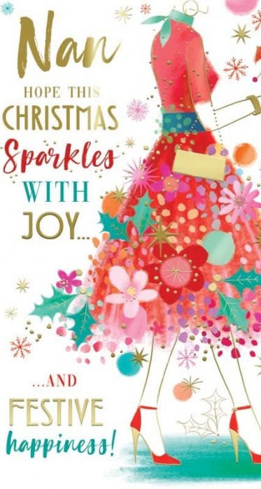 Sparkles With Joy Nan Christmas Card