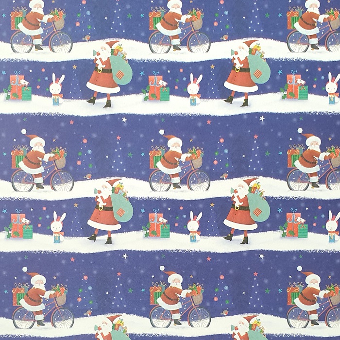 Cycling Santa Christmas Gift Wrap Sheet