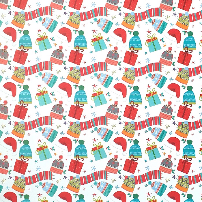 Hats & Scarf Christmas Gift Wrap Sheet