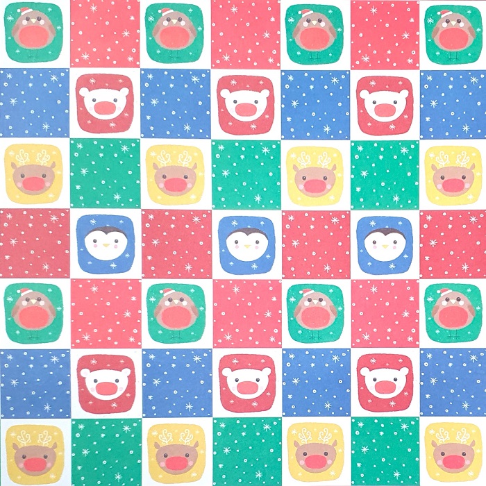 Festive Squares Christmas Gift Wrap Sheet