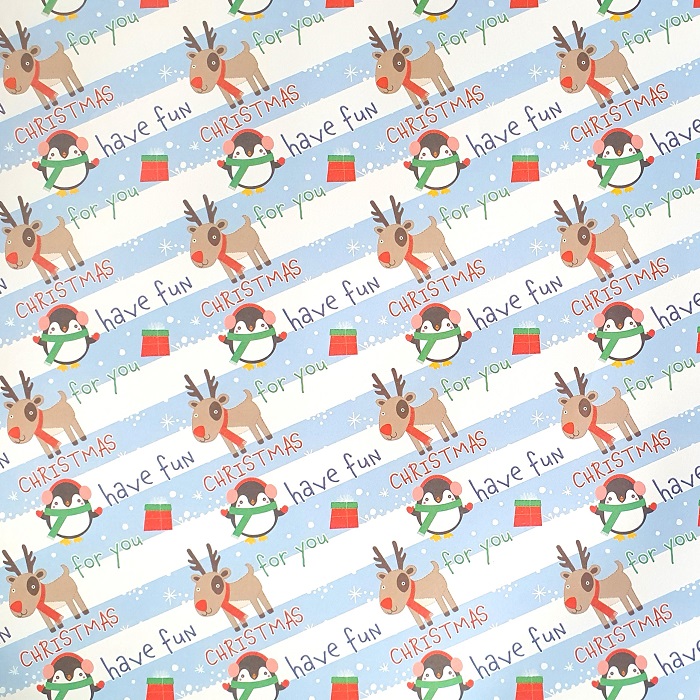 Penguin & Reindeer Christmas Gift Wrap Sheet