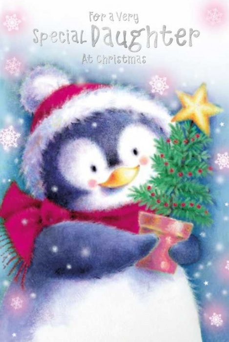 Festive Penguin Daughter Christmas Card