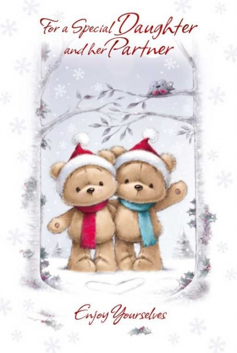 Teddy Greetings Daughter & Partner Christmas Card