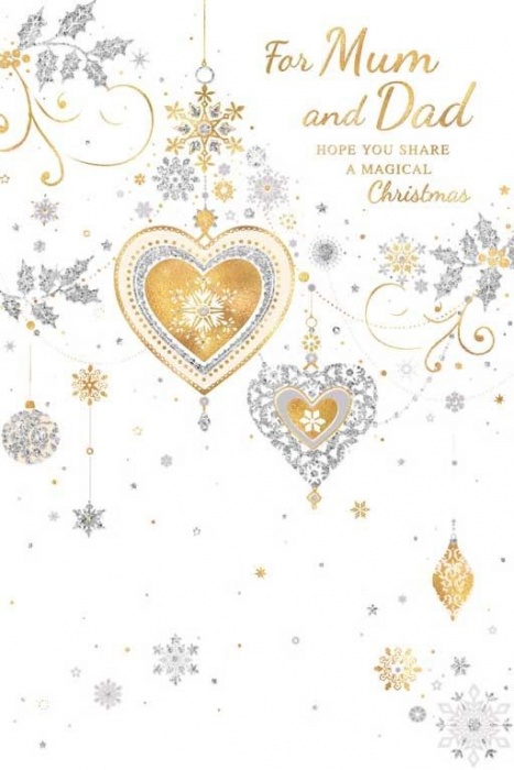 Sparkling Hearts Mum & Dad Christmas Card