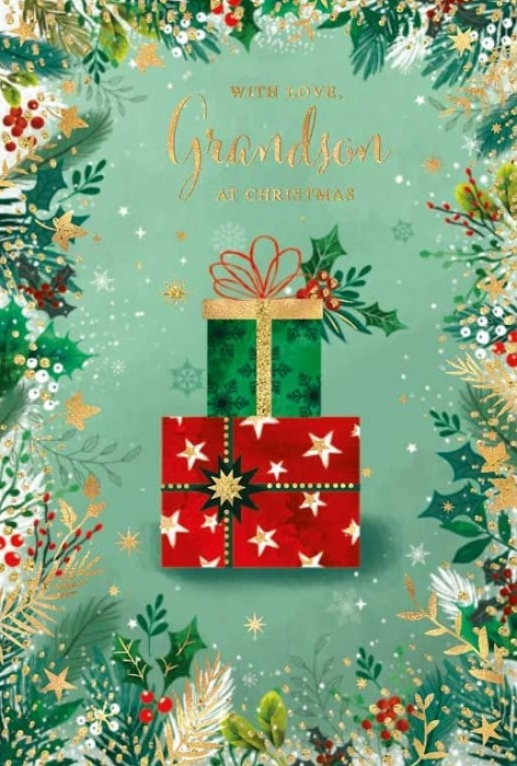 Presents Grandson Christmas Card