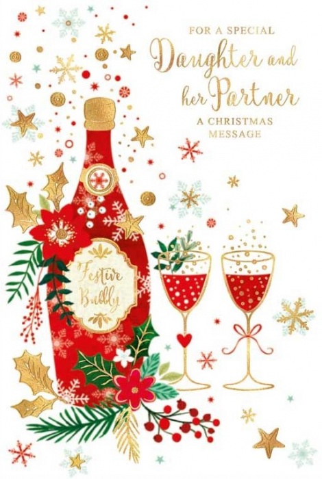 Festive Bubbly Daughter & Partner Christmas Card