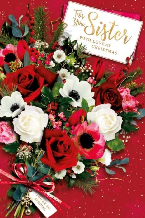 Roses Sister Christmas Card