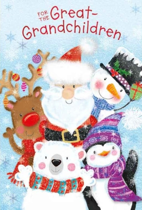 Santa & Friends Great-Grandchildren Christmas Card