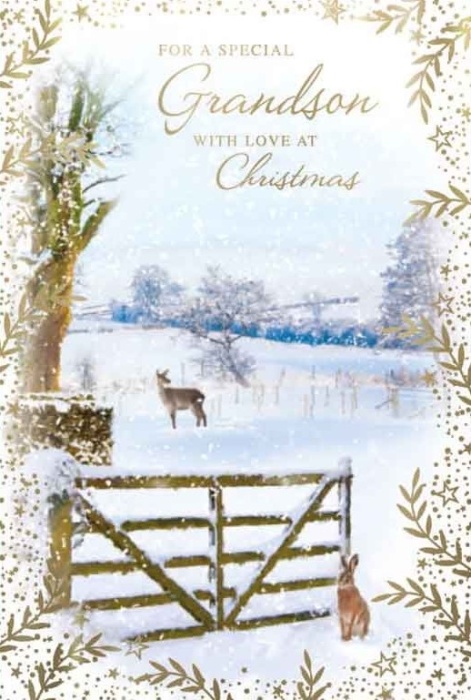 Winter Landscape Grandson Christmas Card