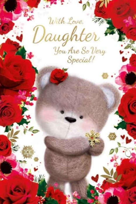 Red Roses Daughter Christmas Card