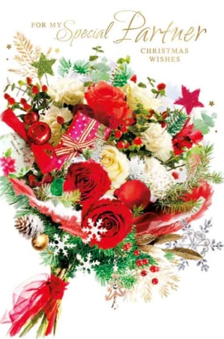 Floral Bouquet Partner Christmas Card