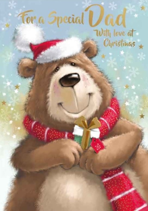 Festive Bear Dad Christmas Card