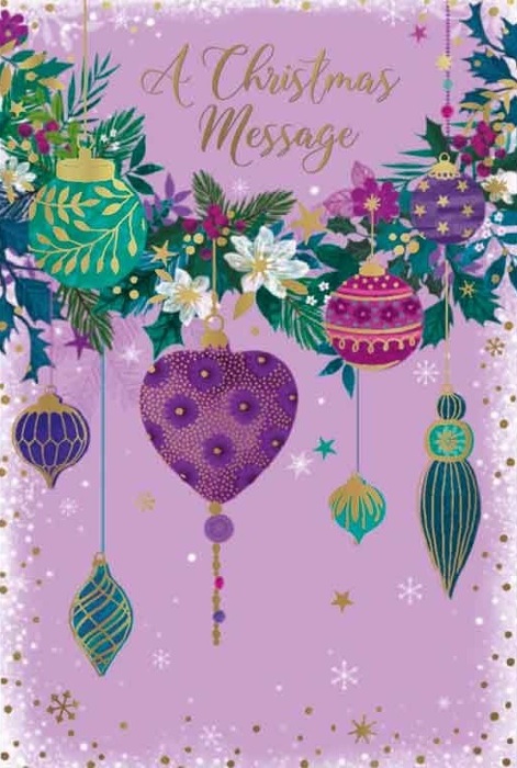 Purple Baubles Christmas Card