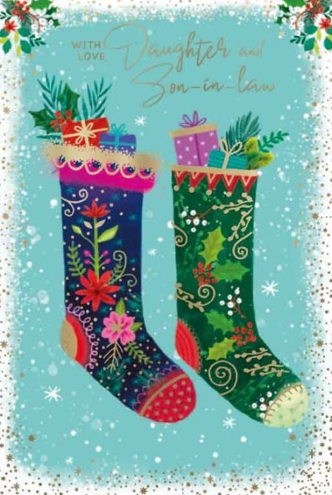 Festive Stockings Daughter & Son-In-Law Christmas Card