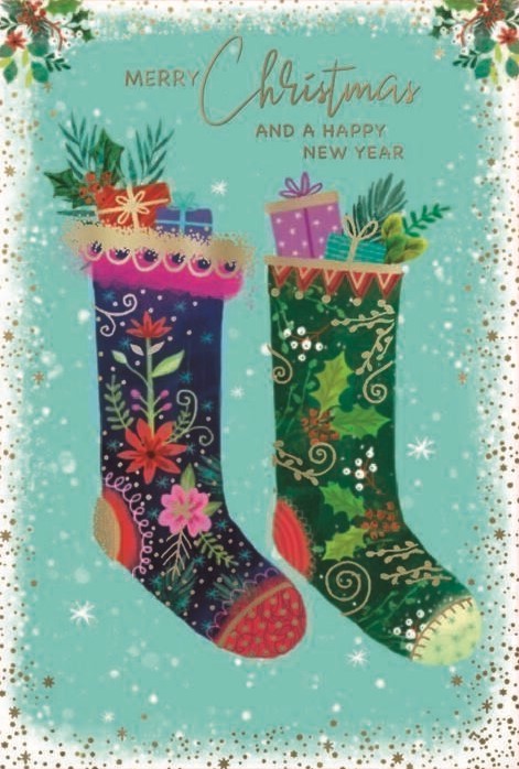 Festive Stockings Christmas Card