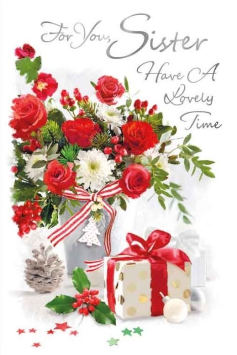 Christmas Flowers Sister Christmas Card