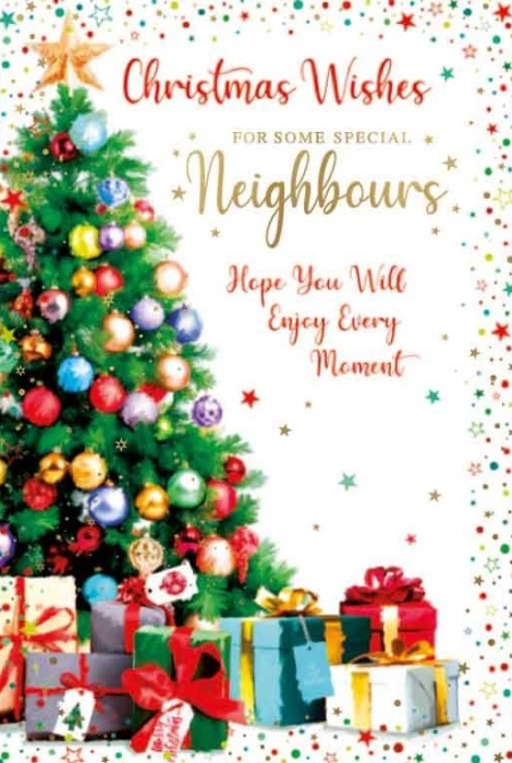 Bright Christmas Tree Neighbours Christmas Card