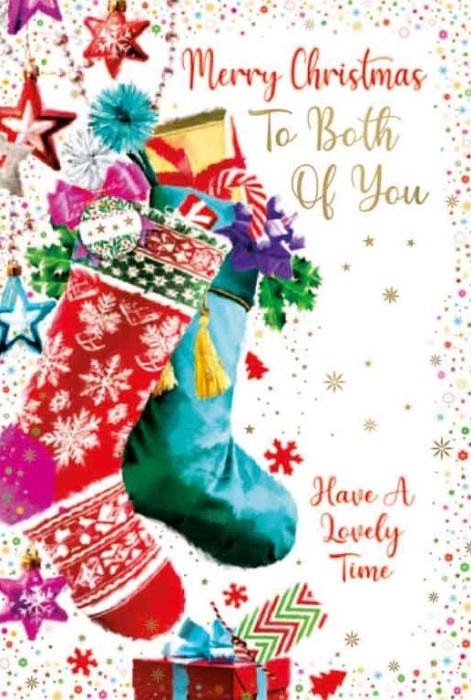 Christmas Stockings & Stars Both Of You Christmas Card