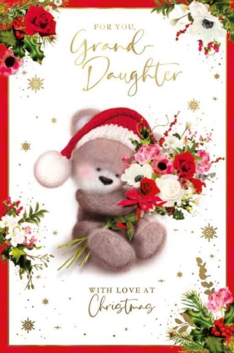 Christmas Flowers Grand-Daughter Christmas Card