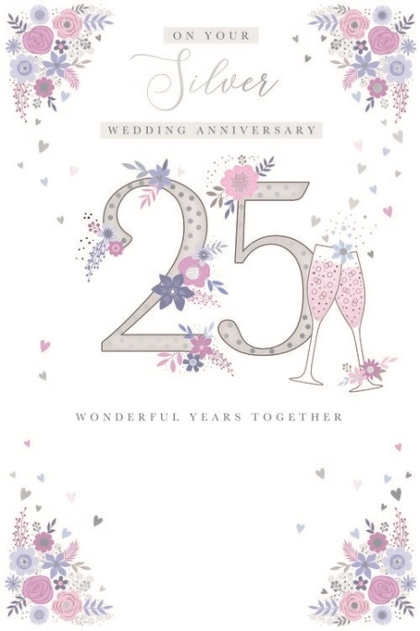 Flowers Silver Anniversary Card