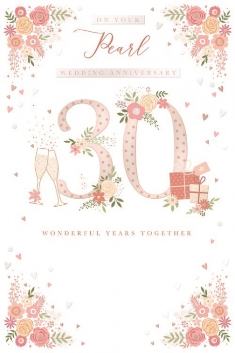 Flowers Pearl Anniversary Card