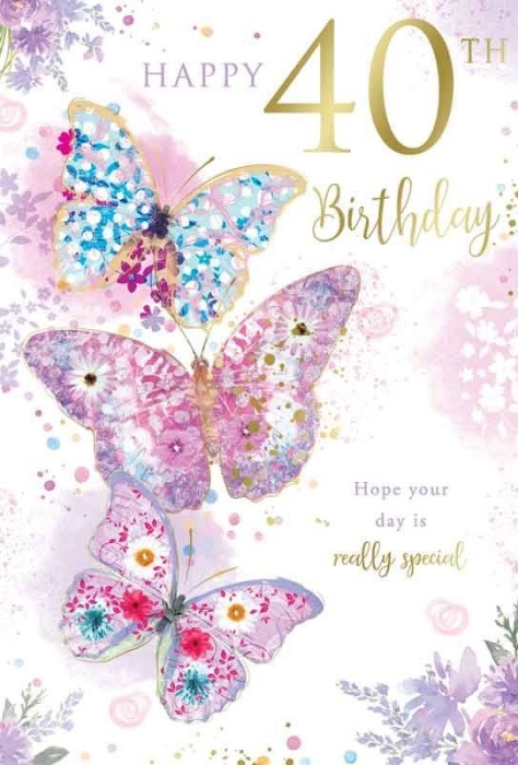 Butterflies 40th Birthday Card